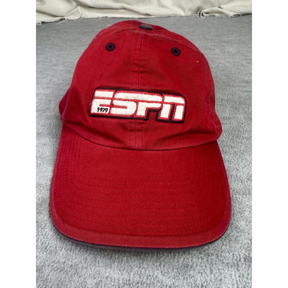 vintage espn‎ sportscenter red dad hat embroidered logo cotton cap y2k